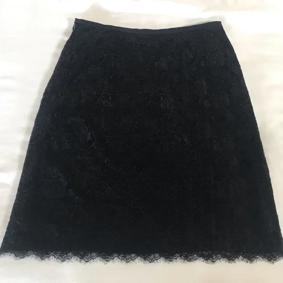 Liz Claiborne Liz Sport Skirt Size 16 Black Floral Lace Fully Lined side zipper - Picture 11 of 13